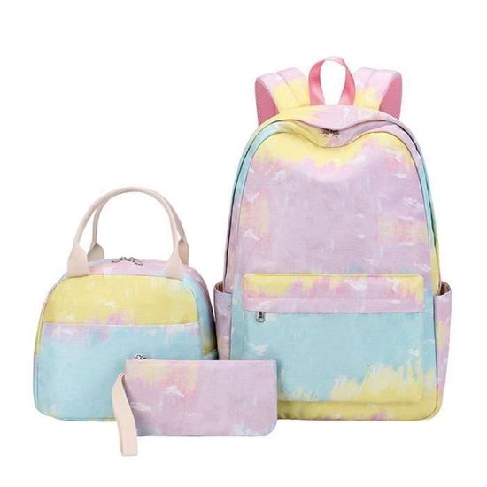 Sac à dos pour adolescentes avec sac à déjeuner, trousse à stylos, sac à dos pour ordinateur portable de 16,9 cm, sac à dos avec port de charge USB, bleu, 11,8