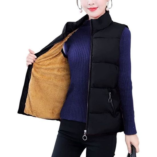 Gilet Duvet Femme Ultra Chaud Veste sans Manche Col Roul Grande Taille ...