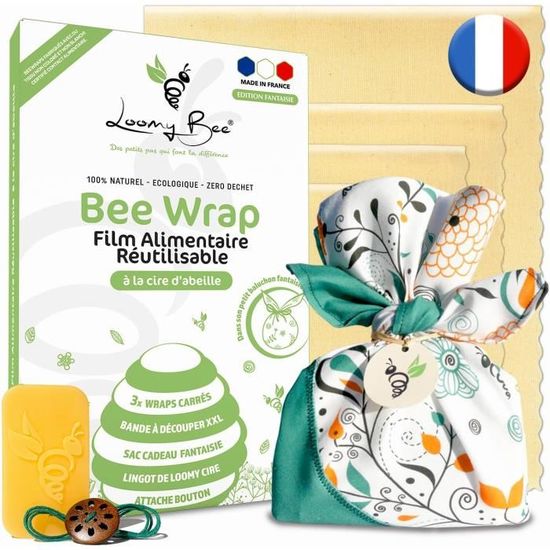 Emballage Cire d'Abeille Réutilisable; Rouleau d'1 mètre Beeswax Wrap