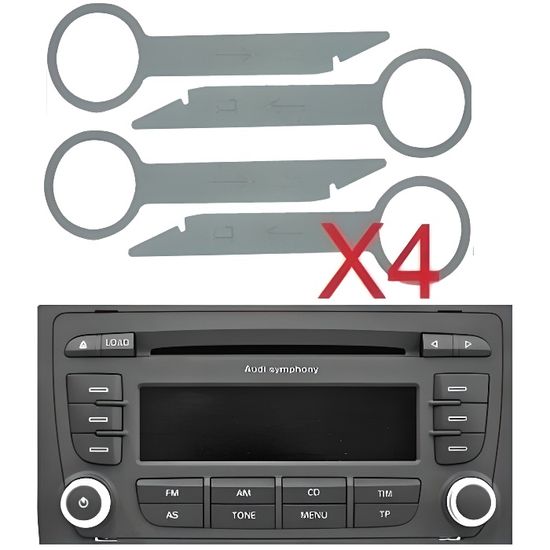 4 Clés Extraction Autoradio En Acier Inoxydable - Compatible VW, Audi, Ford, Etc. - Démontage Facile