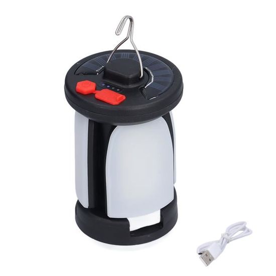 Lampe De Tente Solaire Pliable Double Face Avec Crochet - Lanterne Camping
