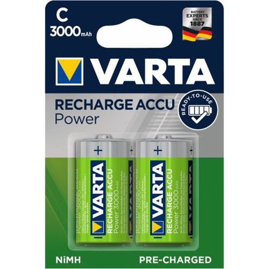 Piles rechargeables Ni-MH Accu Power 2x1,2V LR14 3000mAh - VARTA - 56714101402