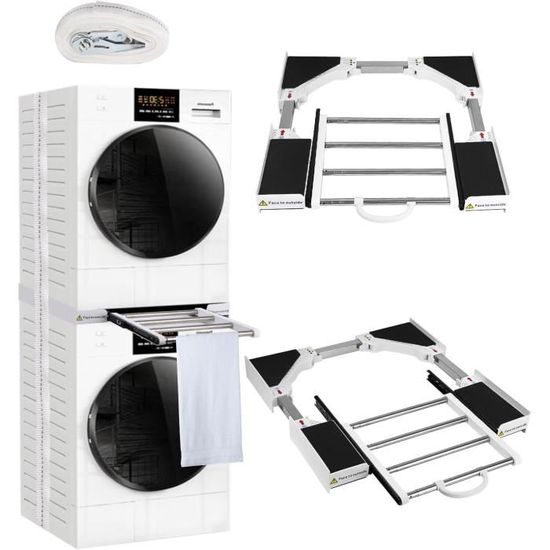 Kit Superposition Lave-Linge Sèche-Linge Universel Réglable 49-75 Cm - Cadre Intermédiaire Charge 500kg
