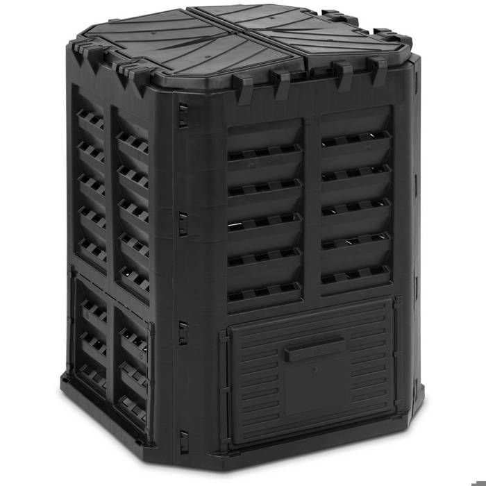 Composteur De Jardin Bac De Compostage Rapide D'Extérieur Plastique Noir 360 L