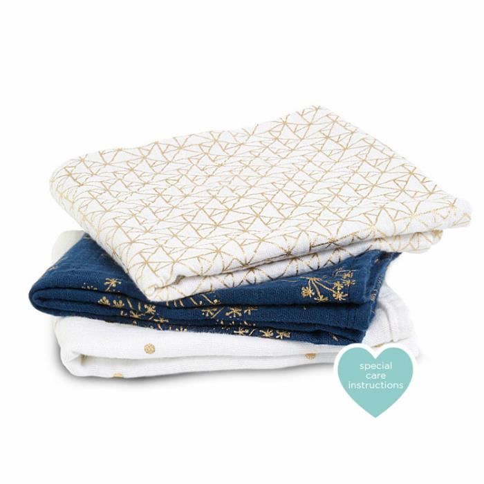 Lot de 3 petits Langes en mousseline de coton METALLIC GOLD DECO aden + anais