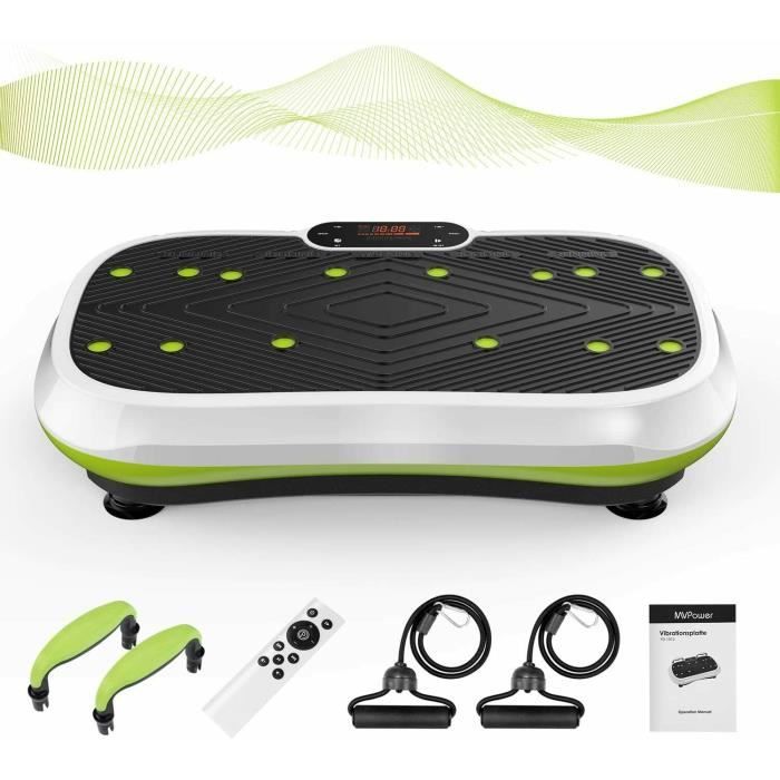MVPower Plateforme Vibrante Fitness 3D Plaque vibrante +2 Bandes Elastiques d’Entraînement