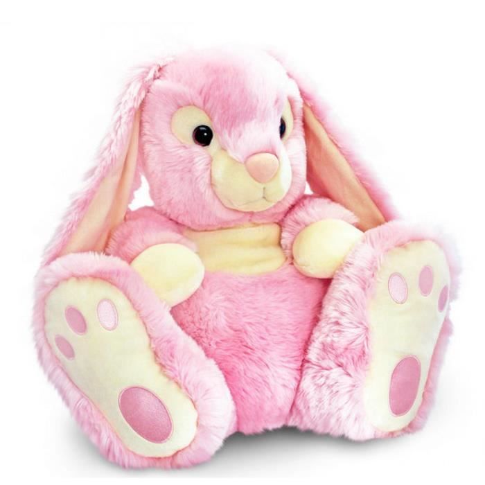 PELUCHE GEANTE LAPIN ROSE TENDRE