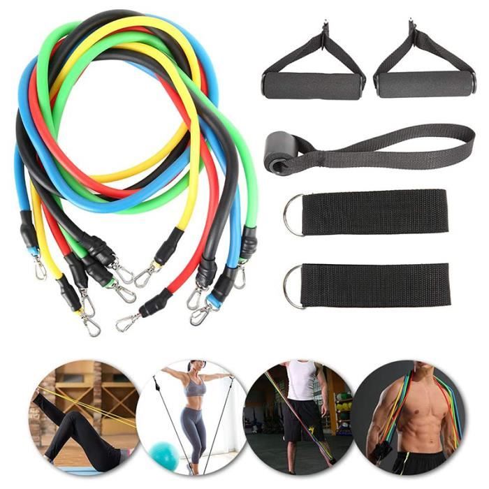 RUII Lot de 11 bandes de résistance, Kit de 11 Accessoires Musculation-Bandes de Fitness Exercice Elastiques Gym Sport