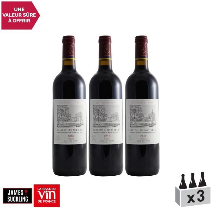 Château Duhart-Milon Rouge 2016 - Lot de 3x75cl - Appellation AOC Pauillac - Vin Rouge de Bordeaux - 17-20 La Revue du Vin de