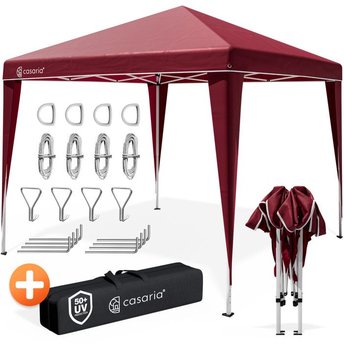 Pavillon Capri Rouge Pliable - Tonnelle Tente de jardin Barnum Chapiteau 3x3m
