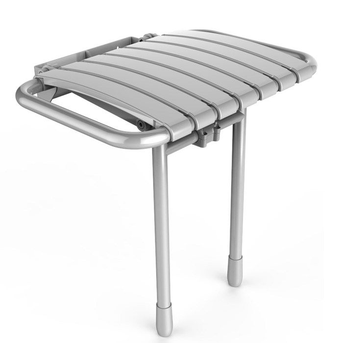 Siège de douche escamotable à lattes BAMA - Couleur : blanc - 02020MW-LS