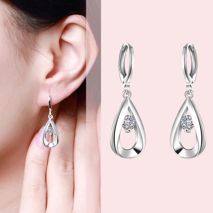 Femme Boucle d'oreille avec Oxyde de Zirconium strass goutte d'eau créativité