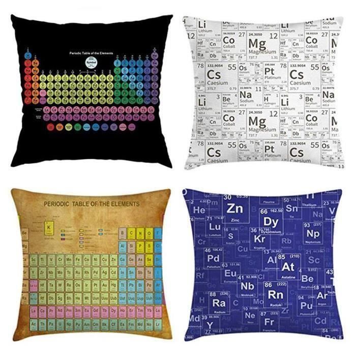 4pc Élément chimique Tableau périodique scientifique style Taie 18x18 pouces YJSC14794 Bout0109-18D-50901