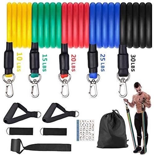Bandes Elastiques MusculationBandes Résistance Fitness 11PC avec 5 Bande Resistance Musculation2 Poignées2 Sangles de Chevill 112