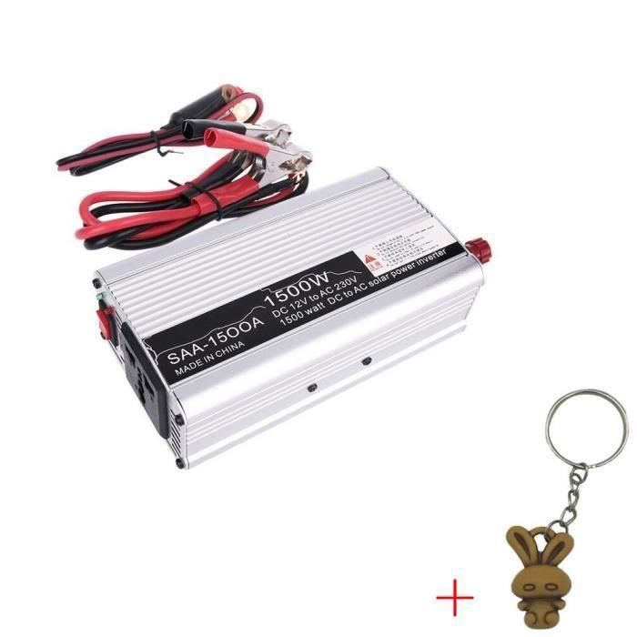 12V à 220V AC portable voiture onduleur chargeur Convertisseur Transformateur +Porte-clés 1500W DC QUI1768