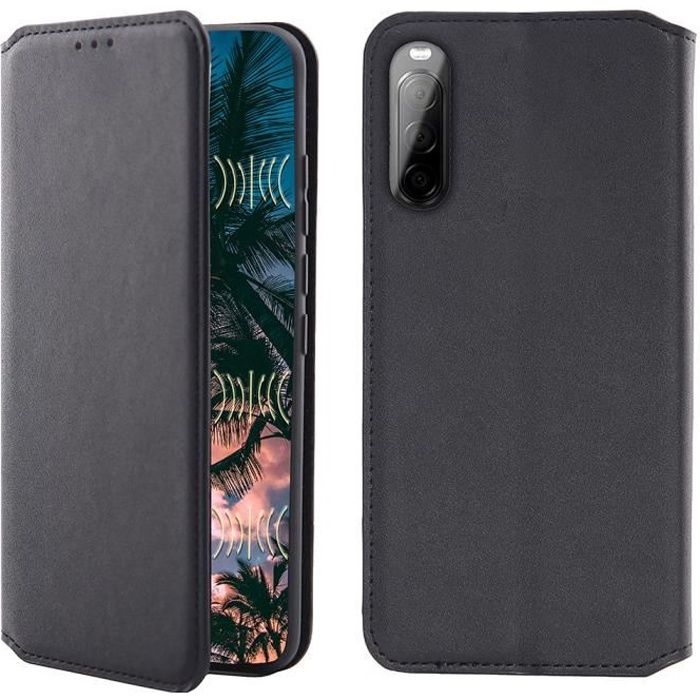 Coque Sony Xperia 10 III,Portefeuille Cuir PU - Noir