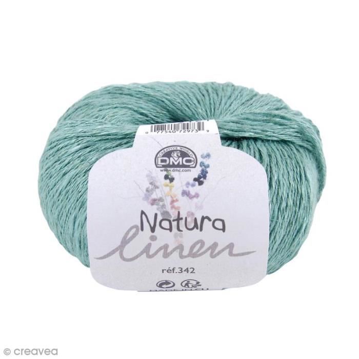 Fil DMC Natura Linen - 50 gr Fil à crocheter ou à tricoter :Couleur : N°08 Vert AquaCollection : Natura Linen 342 de DMC50 gr, soit