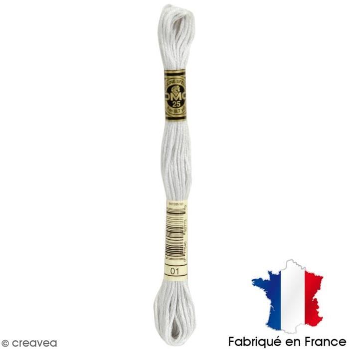 Fils à broder DMC mouliné spécial - Echevette 8 m Coloris 01