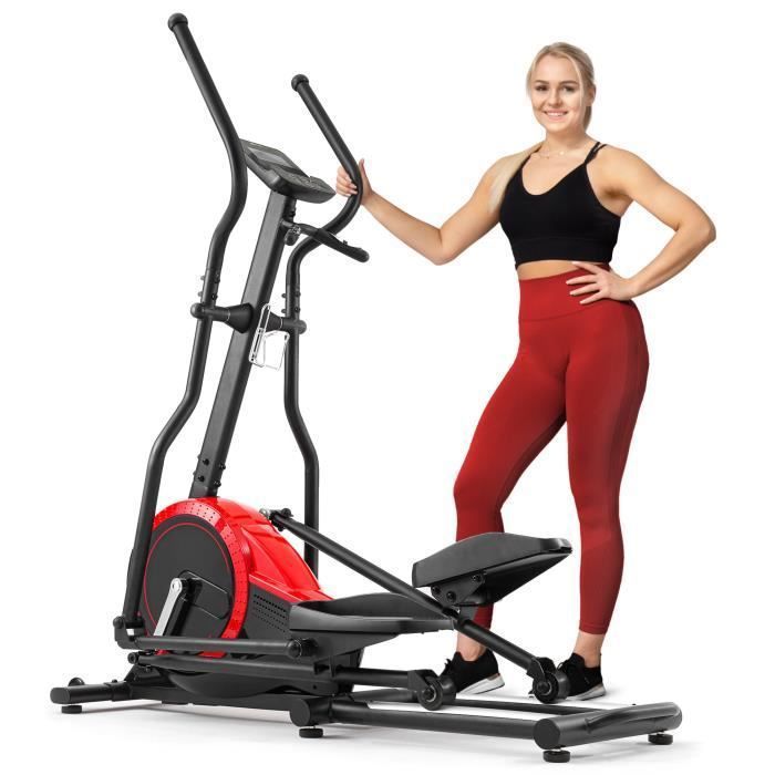 HS Hop-Sport Vélo elliptique HS-070C Buzz Rouge avec mesure de pouls, masse d'inertie de 18 kg, Capacité de charge jusqu'à 150