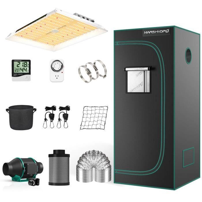 Mars Hydro TS 1000 Led Grow Light et 70x70x160cm Tente d'intérieur Kits de culture complets Ventilateur de filtre à charbon
