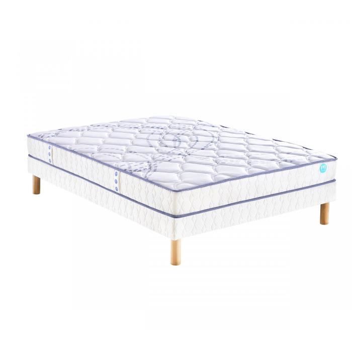 Ensemble Matelas 100% Latex Merinos SCOPIT Confort Morphologique 19 cm 180x200 Blanc Casse