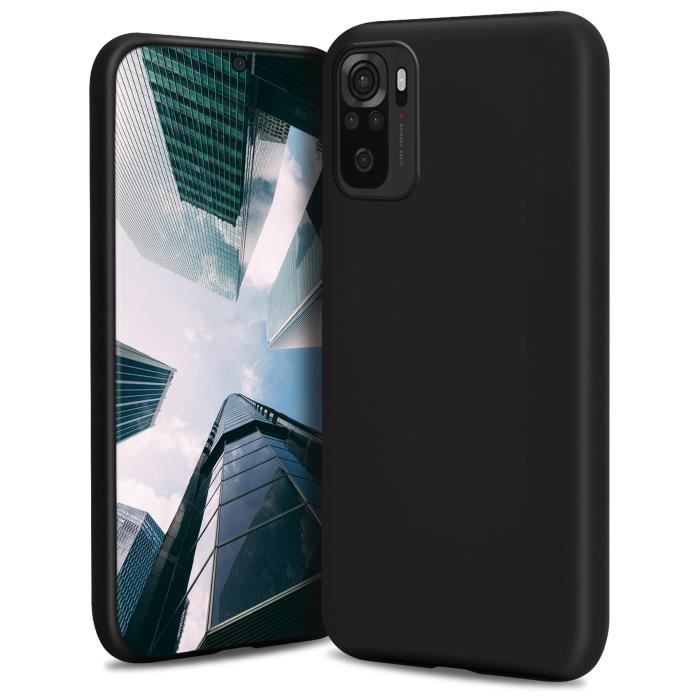 Moozy Lifestyle. Coque pour Xiaomi Redmi Note 10, Redmi Note 10S, Noire - Case en Silicone Liquide avec Finition Māte