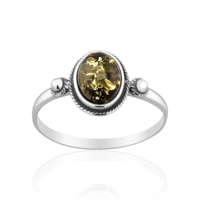Bague CLEOR en Argent 925-1000 et Ambre Verte - Z0025325-54