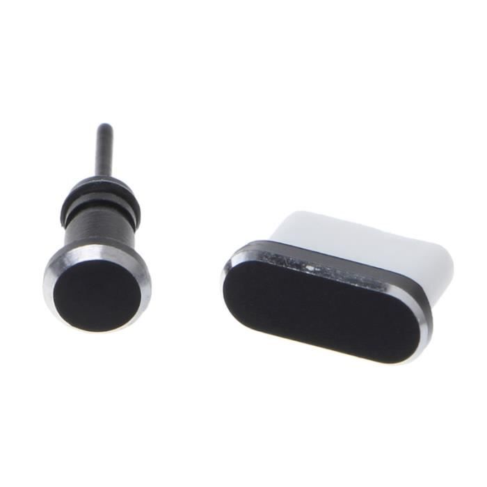 Bouchon anti-poussière Set USB Type-C Port de 3,5 mm Écouteurs Jack Fiche pour Huawei P10 - Noir