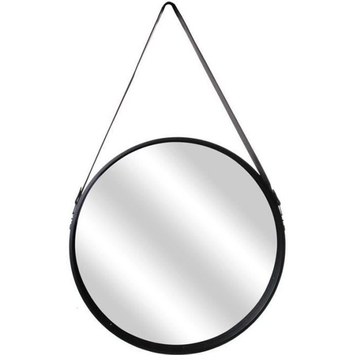 Miroir Rond Design -anse- 50cm Noir - Paris Prix