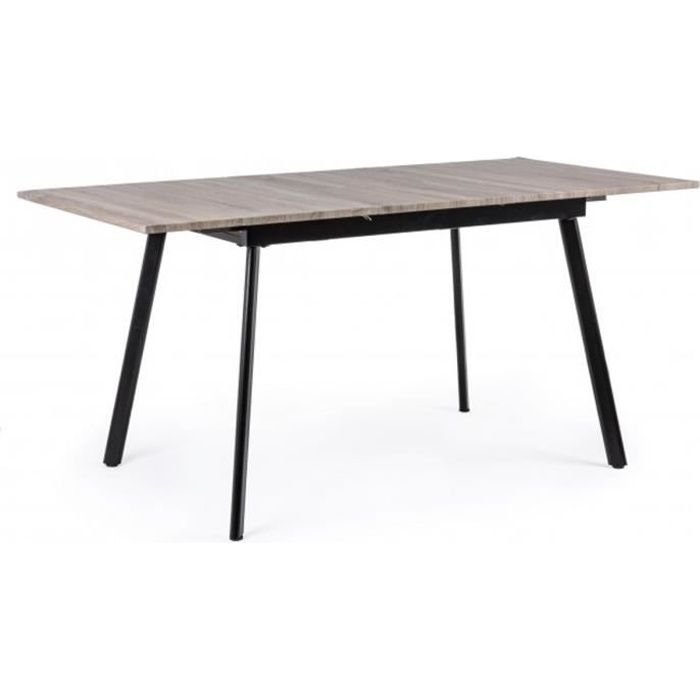 Table à rallonge coloris blanc en verre et fer - L 120-160 x P 80 x H 76,5 cm