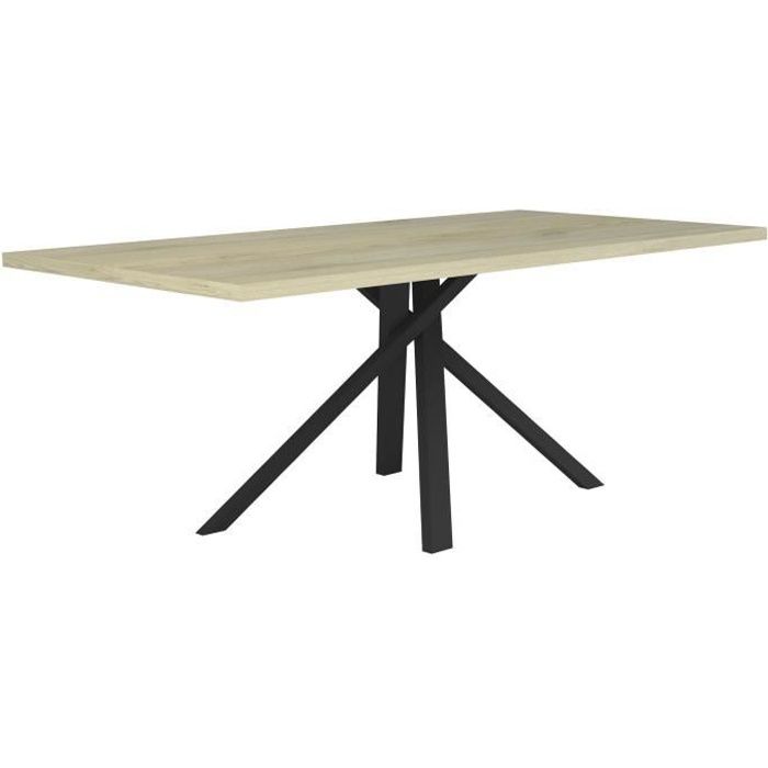 SCIAE Table à manger de 6 à 8 personnes - Industriel - Effet bois - L 200 x l 100 cm - RUSH