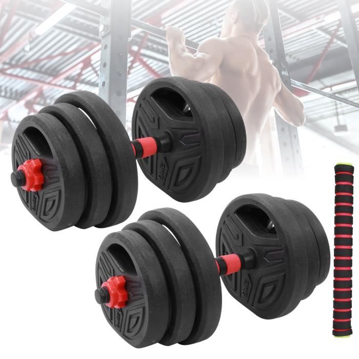 VGEBY® Haltère 20KG poids ajustables Jeu d'haltères haltères Biceps Triceps de musculation d'entraînement libre -YES