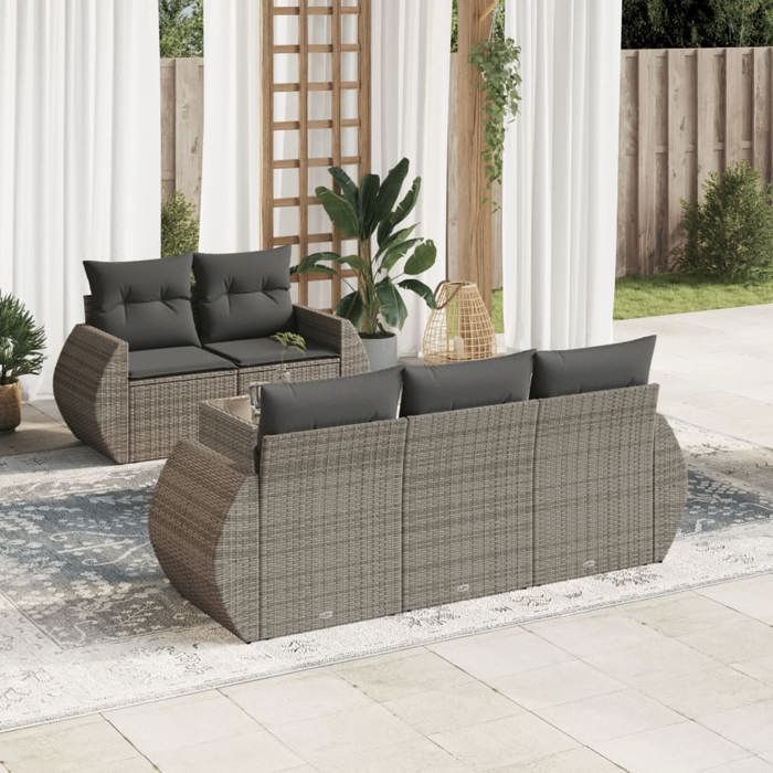 VIDAXL Salon de jardin 6 pièces avec coussins