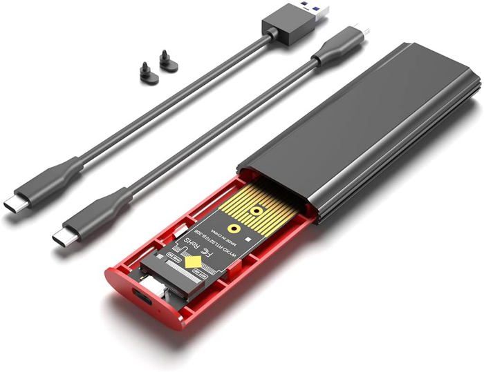 Boîtier Externe SSD M.2 NVMe Vers USB Type-C - Puce JMS583, Vitesses Jusqu'à 10 Gbps - Compatible SSD 2230/2242/2260/2280 - Noir