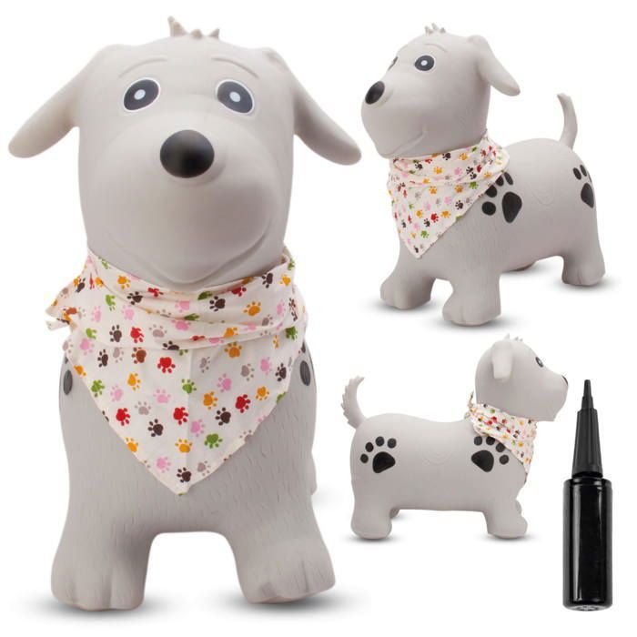 Chien Sauteur Gonflable Marron - Pour Enfant Dès 18 Mois (jusqu'à 20 Kg) - Jouet Motricité, équilibre - Avec Carte Tigre