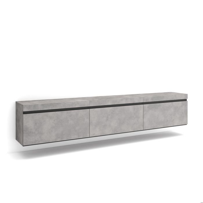 Meuble TV Banc Télé 240x35x45 cm Suspendu Mural Ciment RF3598 Meuble TV Banc Télé 240x35x45 cm Suspendu Mural Ciment RF3598