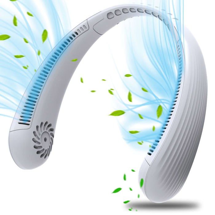 Ventilateur cou PortableUSB Ventilateur 2200mAh sans lame Silencieux personne Collier Ventilateur Nuque Refroidisseur(Blanc pur) - Zeminpeoel