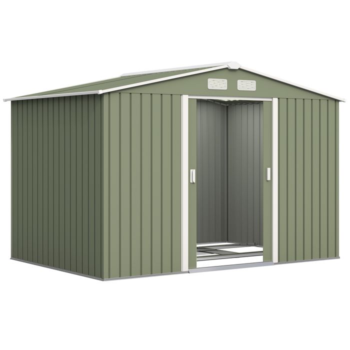 Abri de jardin cabanon rangement outils m&eacute;tal vert clair