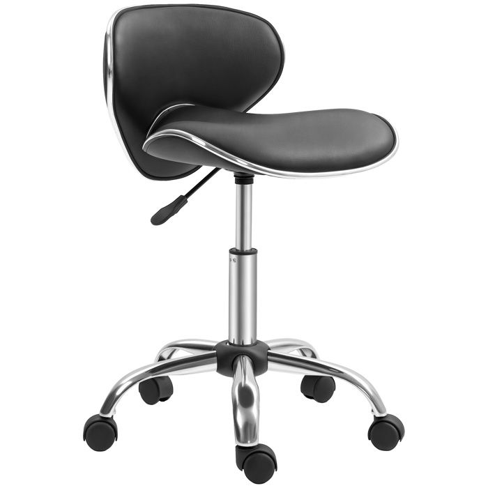Tabouret De Massage Vintage HOMCOM - Hauteur Réglable 49-64cm, Pivotant 360°, 5 Roulettes - Marron
