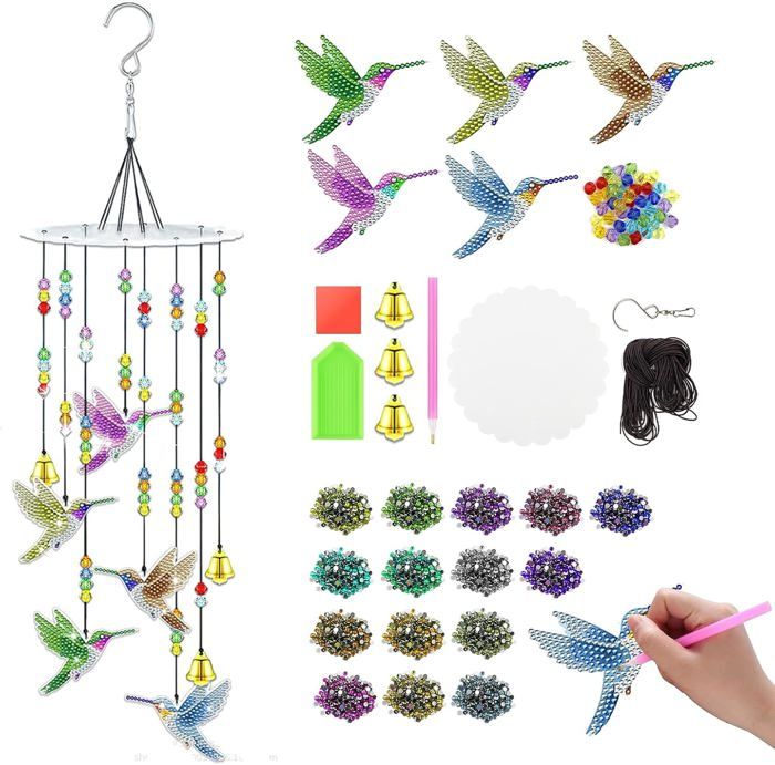 Yazhiji – Kit Peinture Diamant Attrape-Soleil – 6 Motifs (Tour Eiffel, Requin…) – +2000 Pierres – Cadeau DIY Dès 6 Ans