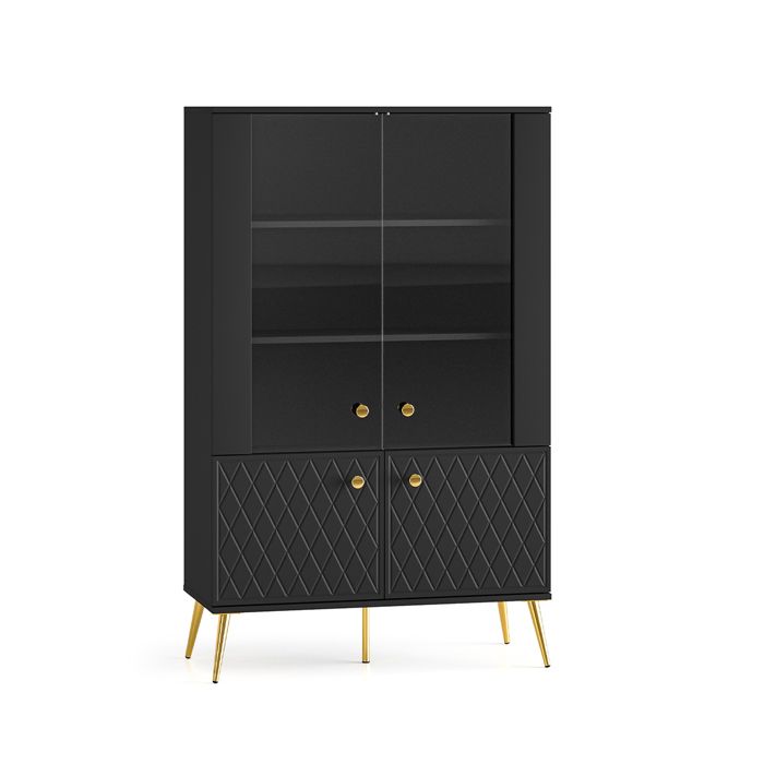 Vaisselier 4 portes Petits-meubles - Manoé - 92 x 40 x 149cm - Noir