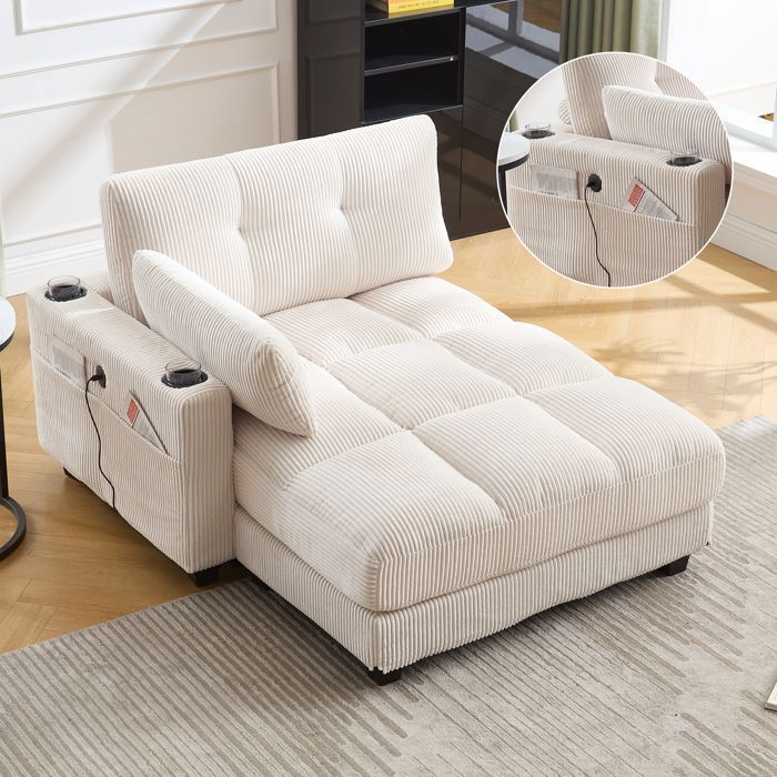Fauteuil Palm décoration rayures moelleuses accoudoirs avec décoration roulante tête rabattue trois tasses et une poche de pan