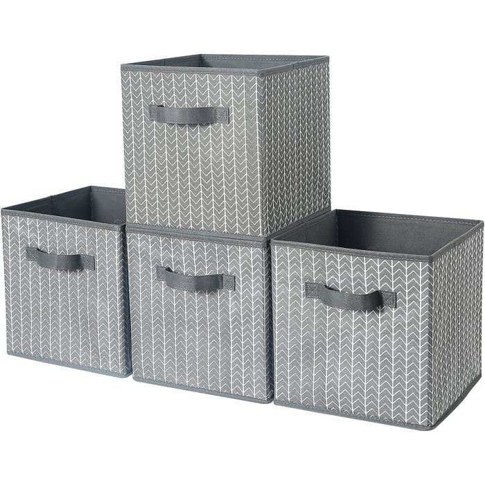 Panier Rangement Tissu Gris Motif Éléphant - Pliable, Poignées Corde - 40 X 30 X 21 Cm - Organiser Jouets, Linge, Maison
