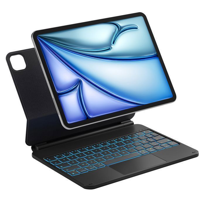 Coque Clavier Bluetooth Pour Xiaomi Pad 7/7 Pro 11.2" (2025) - AZERTY Français, Rétroéclairage 7 Couleurs, Pavé Tactile - Noir
