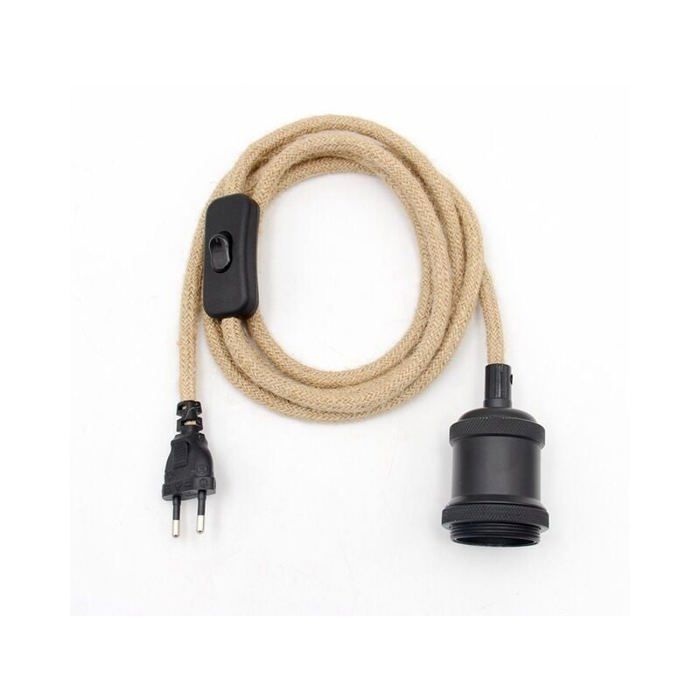 Suspension Douille E27 Corde Chanvre Vintage 6,8 M - Lot 3 - BORDEAG DIY Loft Cuisine
