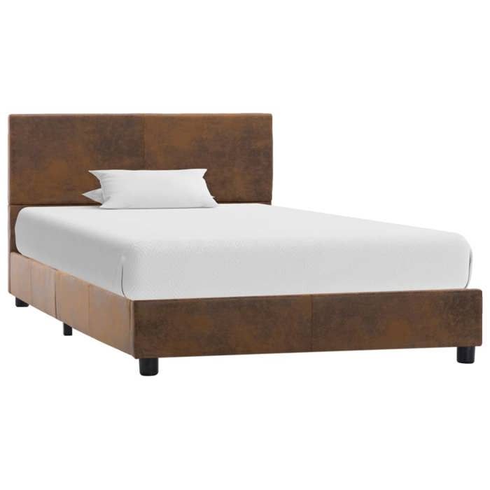 Cadre de lit - VIDAXL - CLARENCE - 90 x 200 cm - Similicuir daim - Marron