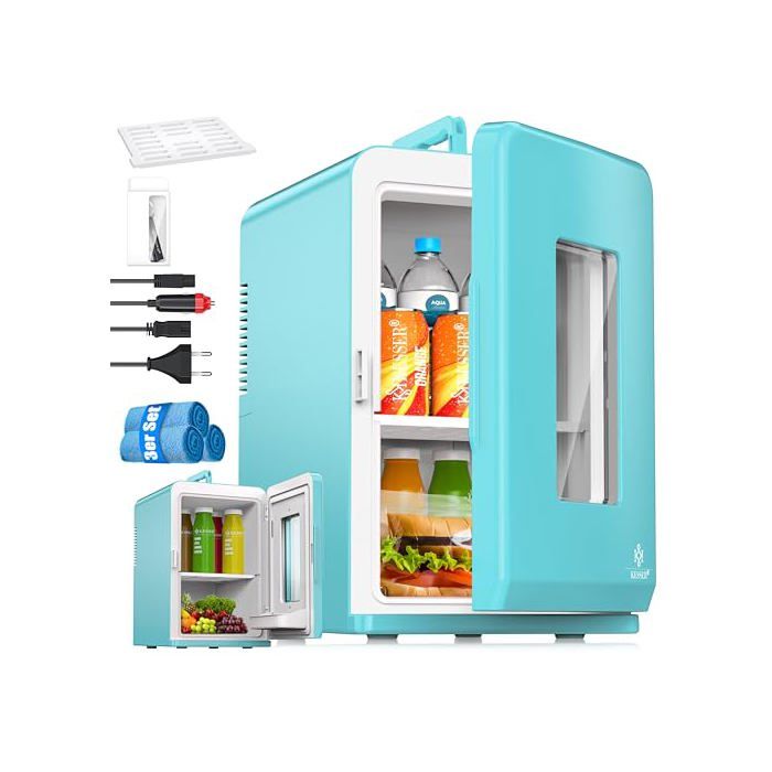 Mini réfrigérateur - KESSER - 15L - Fonction chauffage - Portable - Bleu clair