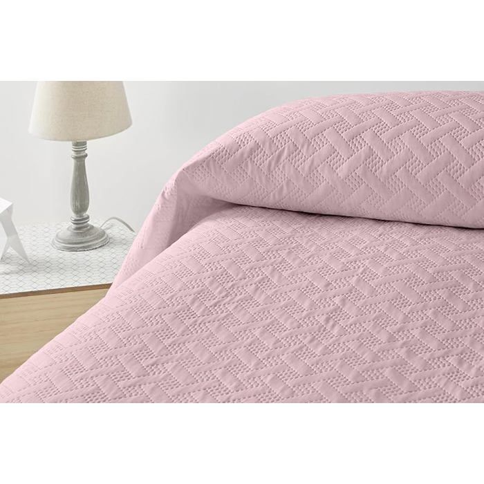 Couvre-lit 270x260 cm u2013 Dessus Lit 2 Personnes Léger et Doux en Microfibre pour Lit 180 cm#Rose JETEE DE LIT