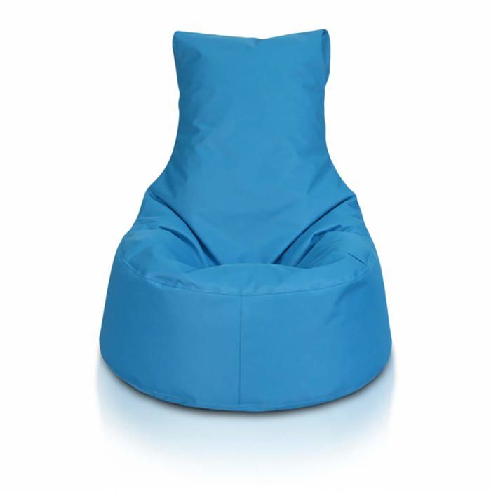Fauteuil pouf haut dossier polyester billes polystyrène extérieur/intérieur 85x80 bleu clair Bleu Clair Nc6 Ecopuf