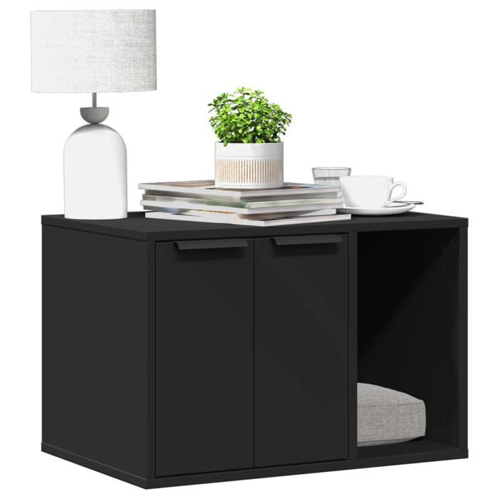 Meilleurs prix pour Meuble bac à litière - vidaXL - Noir - Bois dingénierie - 60x40x40 cm